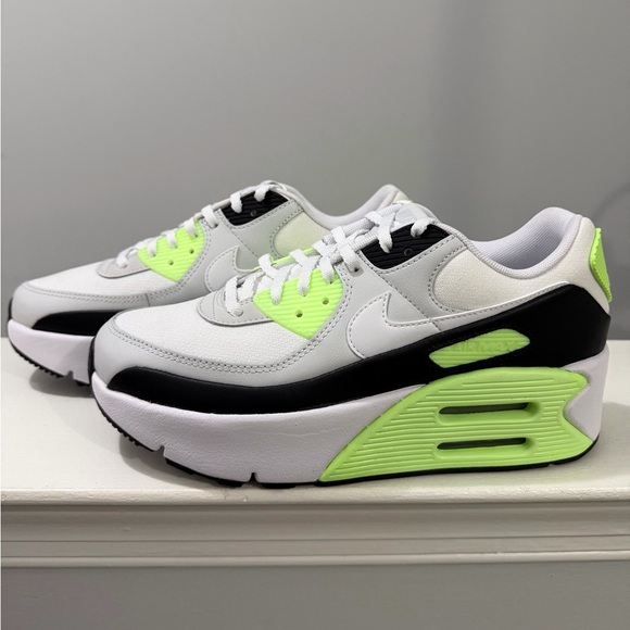 NIKE WOMENS AIR MAX 90 LV8 SNEAKERS-Photon Dust/White-Lime-Black-SIZE 8.5 - Picture 12 of 17